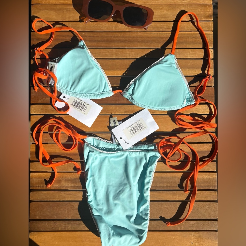 LARGE NWT Dippin' Daisy's Orange Blue String Swim Bikini BOTTOM ONLY - Picture 4 of 6